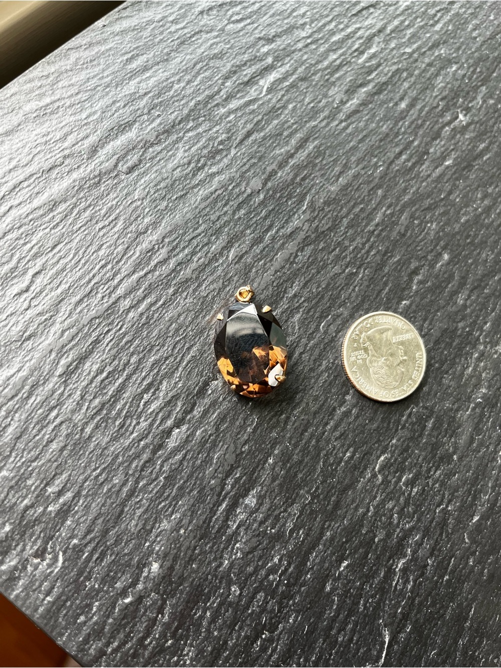 Gold Trimmed Smoky Topaz Oval Pendant Necklace Accent